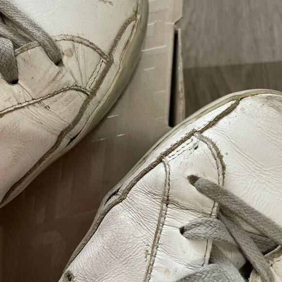 golden goose white & orange superstar low top sneakers tennis shoes size 37 - Picture 9 of 13